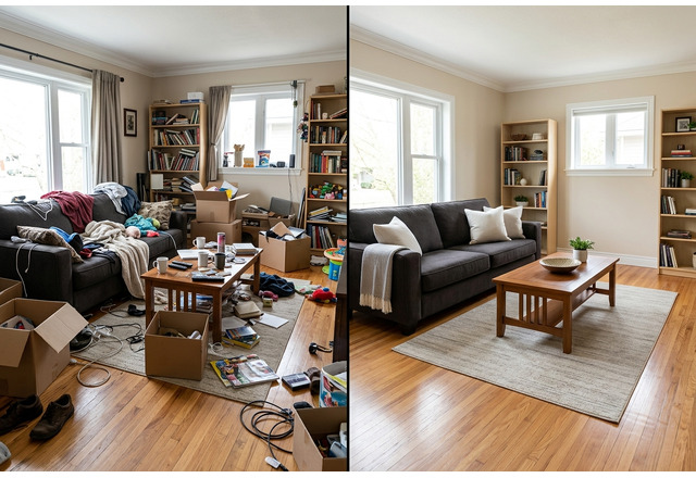 Room prepared for decluttering workflow