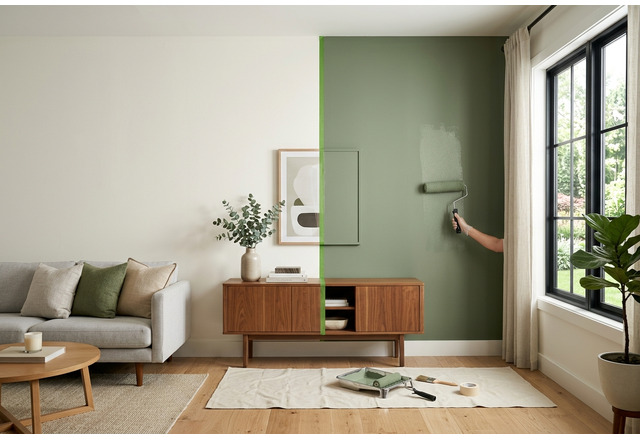 Room prepared for wall color visualization